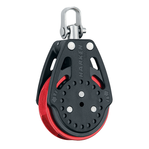 [HK-2625.RED] HARKEN  57 mm Ratchamatic® Block — Swivel, Red Sheave